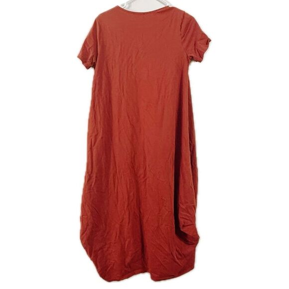 Zara Terracotta V-Neck High Low Dress - Picture 2 of 4